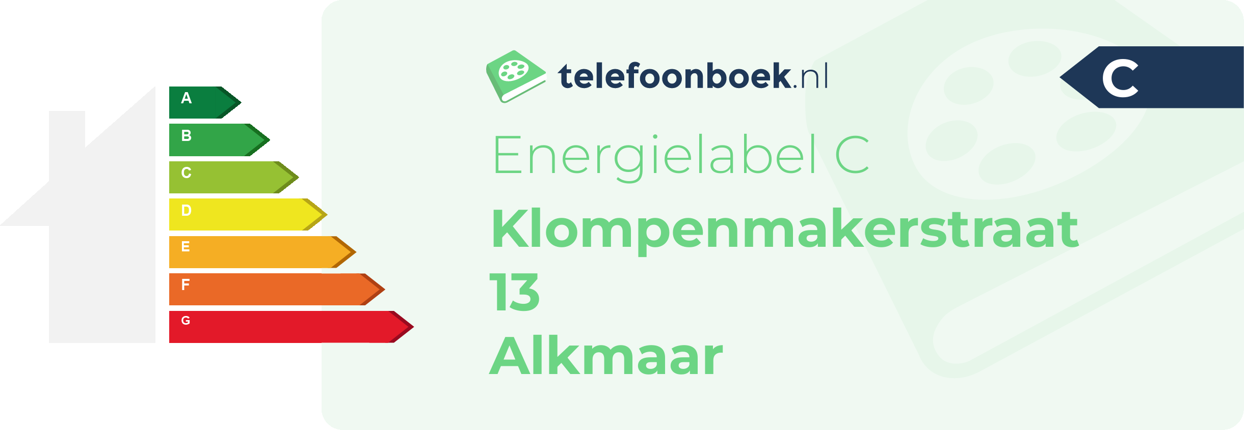 Energielabel Klompenmakerstraat 13 Alkmaar
